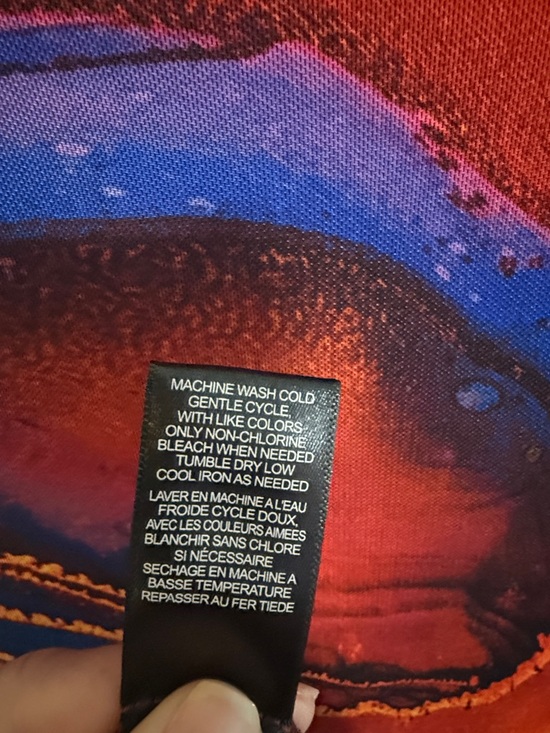 AFRM Long Sleeve Turtleneck Dress in Burgundy and Blue Marble Print - Picture 3 of 7